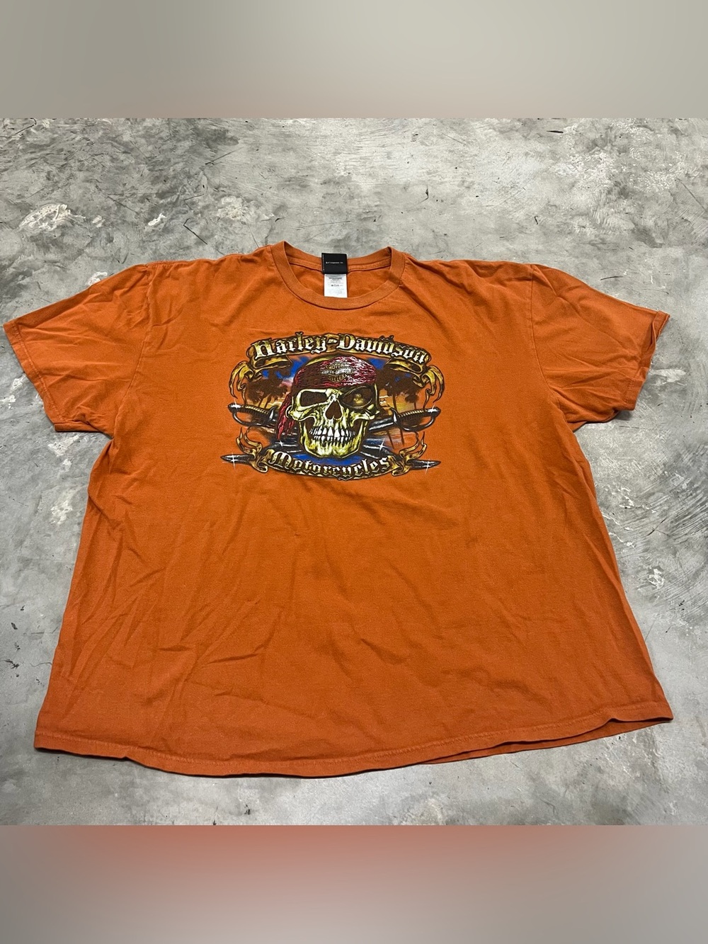 Harley Davidson Motorcycles Orange T Shirt Spellout Orlando Florida Mens 3XL